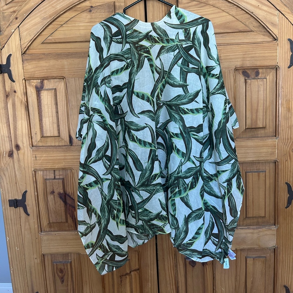 Leaf Print Kimono Cover-Up - Picture 4 of 5